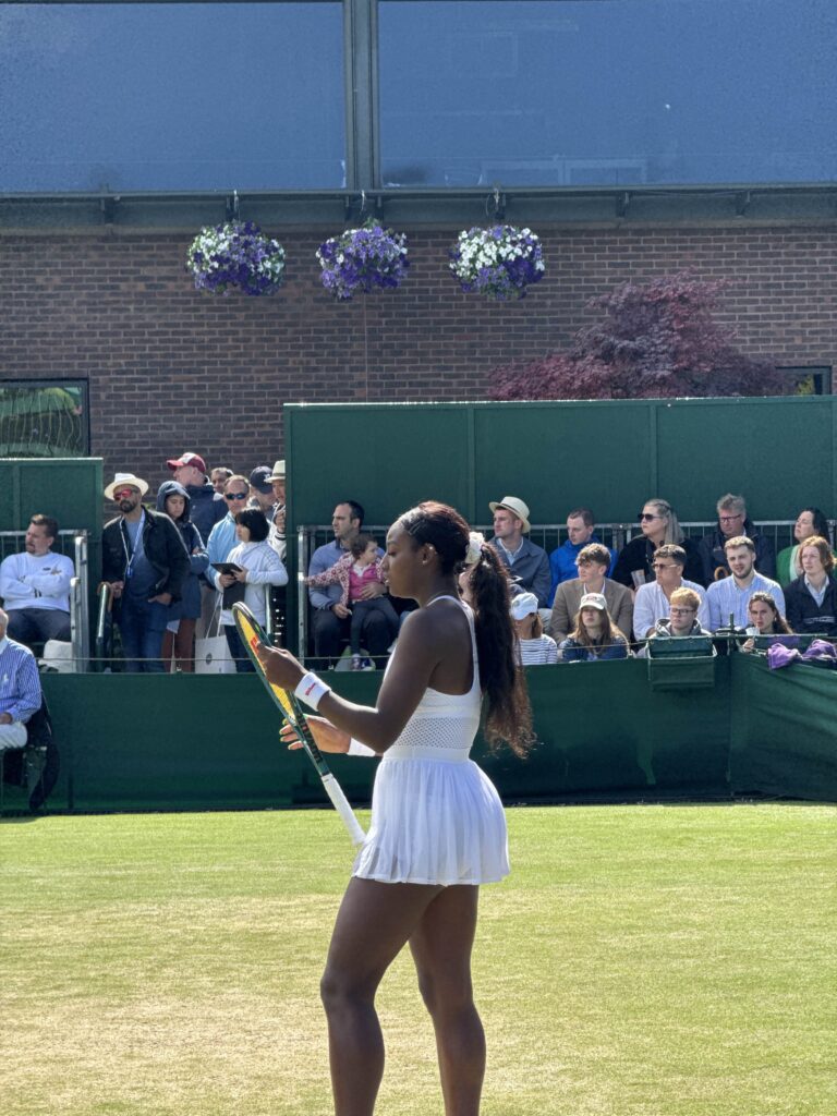 Alycia Parks serving against Maria Sakkari at Miami Open tennis match