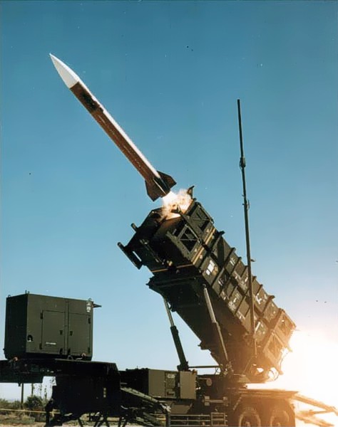 Greek Patriot missile system intercepting ballistic missiles over Saudi Arabia desert