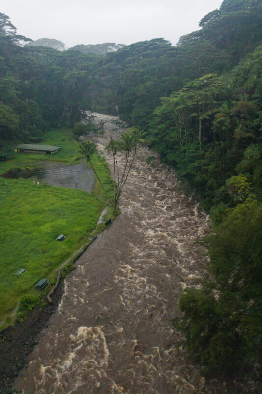 Severe flooding in Honolulu Hawaii with emergency evacuations and submerged streets