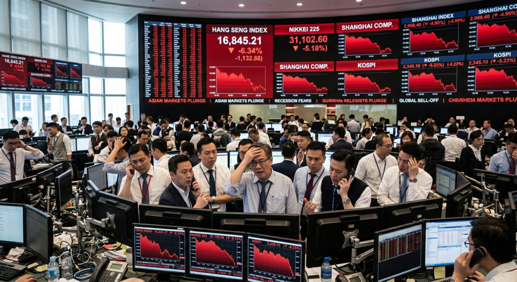 Asian stock market سقوط with traders reacting to Middle East tensions and falling indices